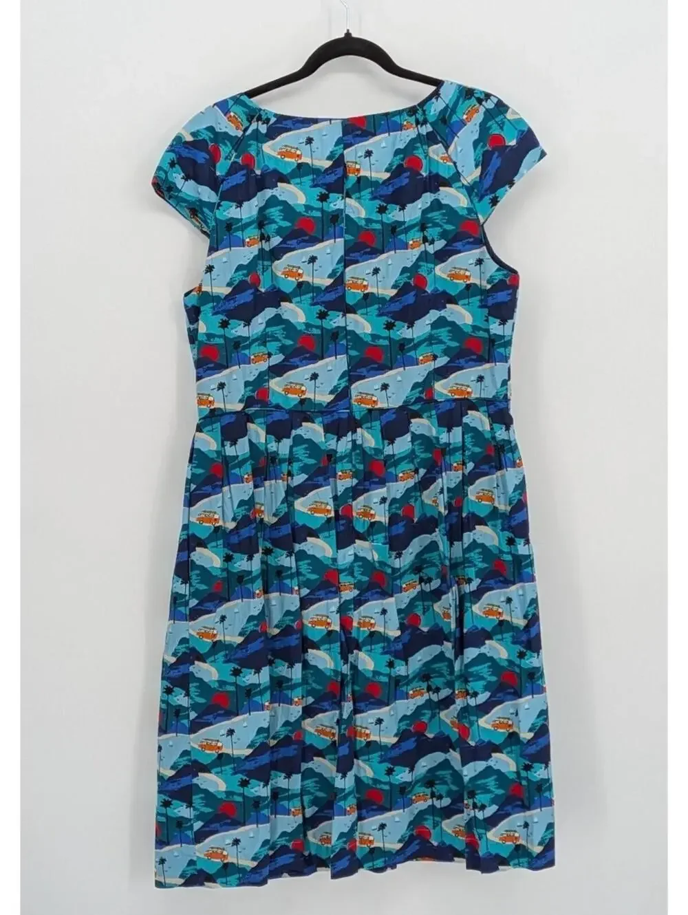 Emily & Fin XL Blue Orange Lucy Road Trippin Tropical Camper Cotton Dress - Picture 10 of 11